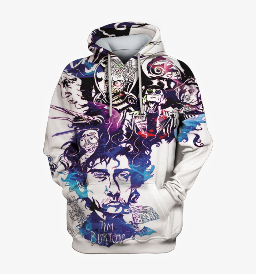 3d Tim Burton And His Characters Full Print T Shirt, transparent png