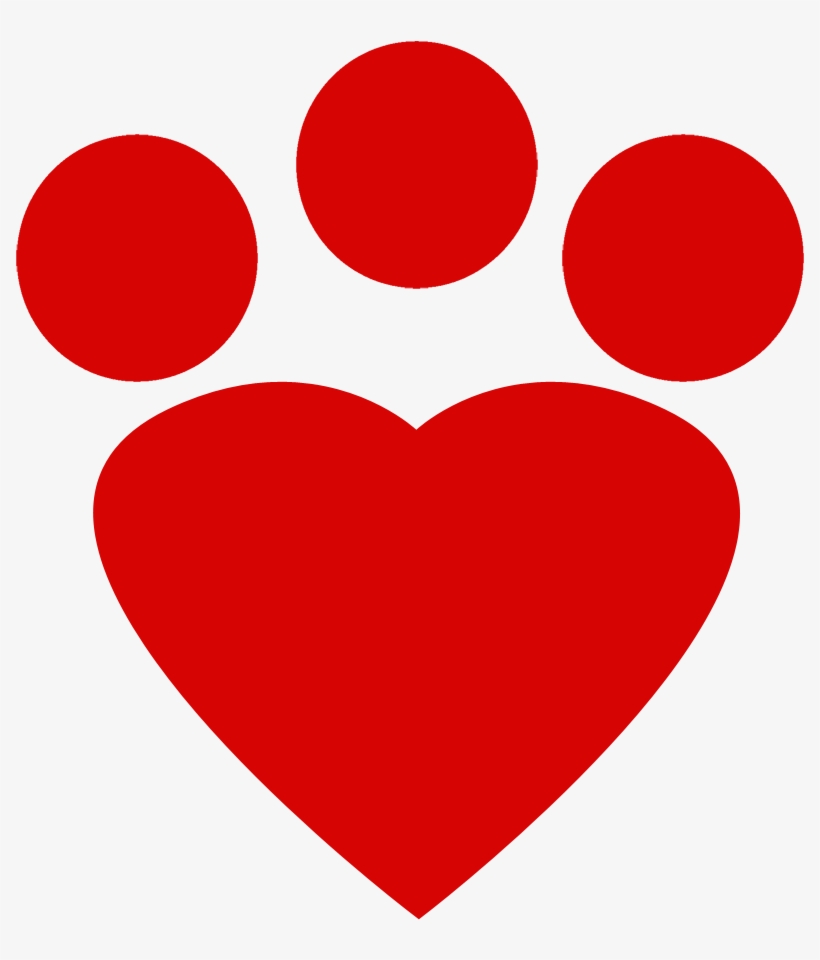 Red Heart Paw Print, transparent png