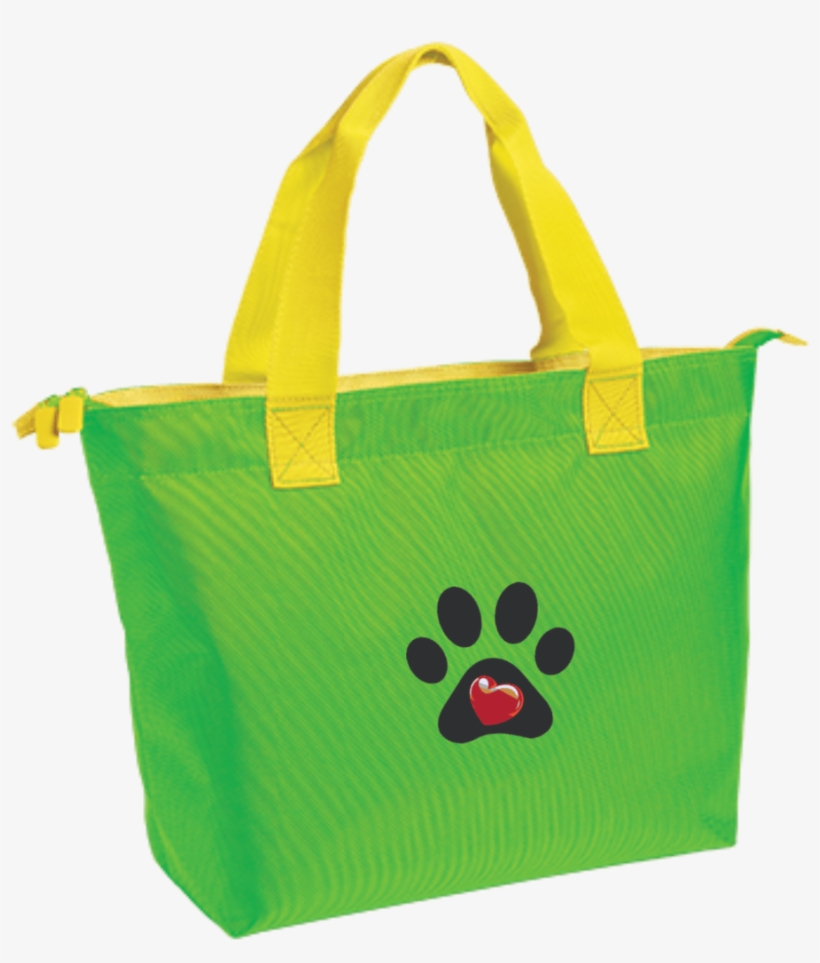 Embroidered My Heart Paw Print Zippered Tote, transparent png