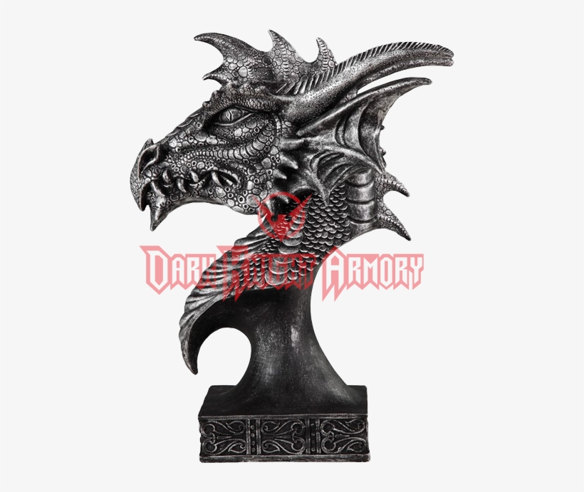 Black Dragon Head Pedestal Statue, transparent png