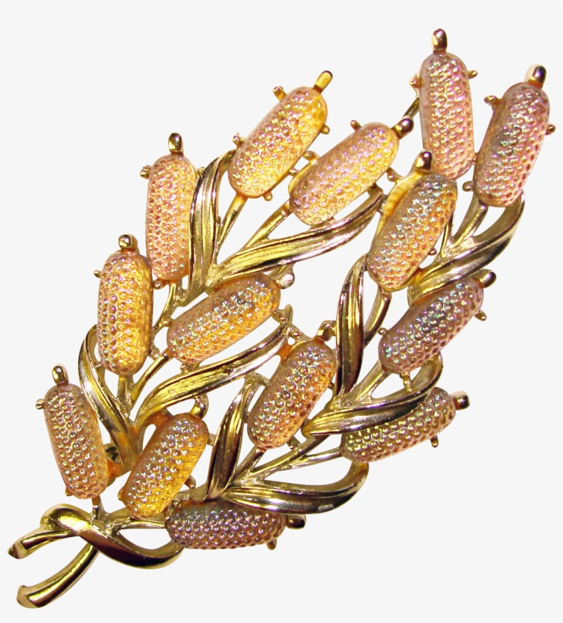 Fabulous Coro Carnival Cattails Stones Vintage Brooch, transparent png