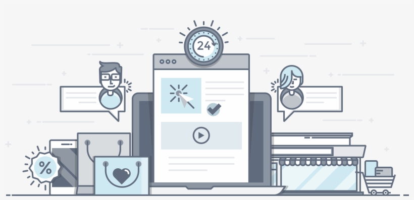 Flat Line Design Header E-commerce, transparent png