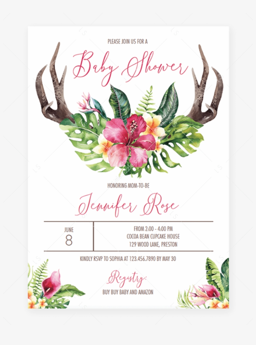 Bohemian Floral Baby Shower Invitation Template By, transparent png