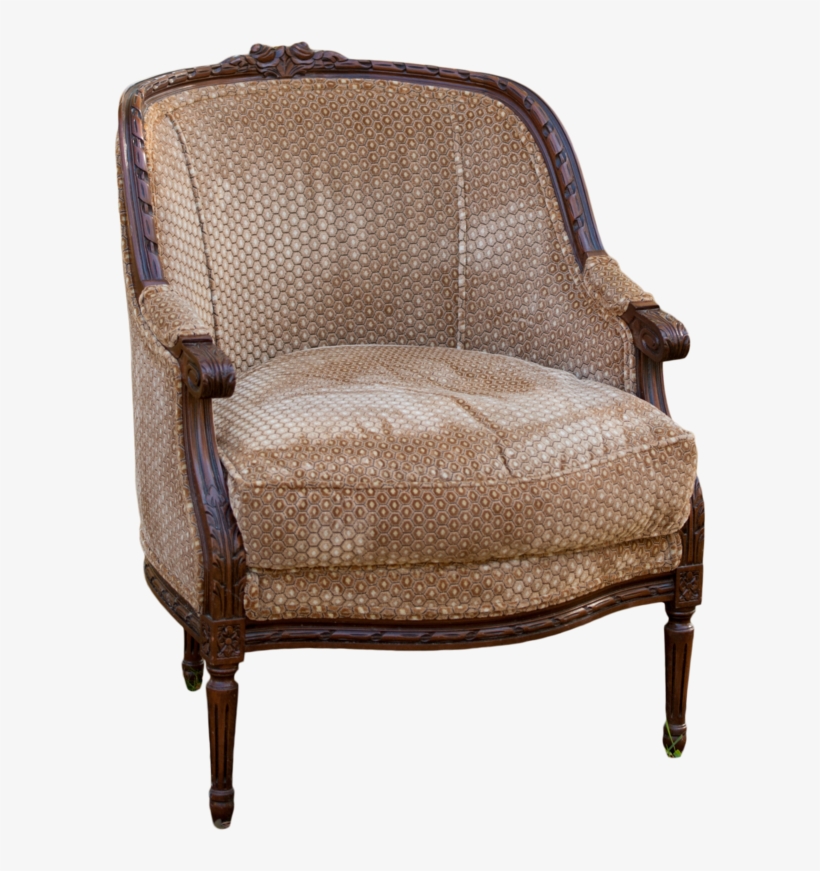 Louis Xv Velvet Bergere Chair, transparent png