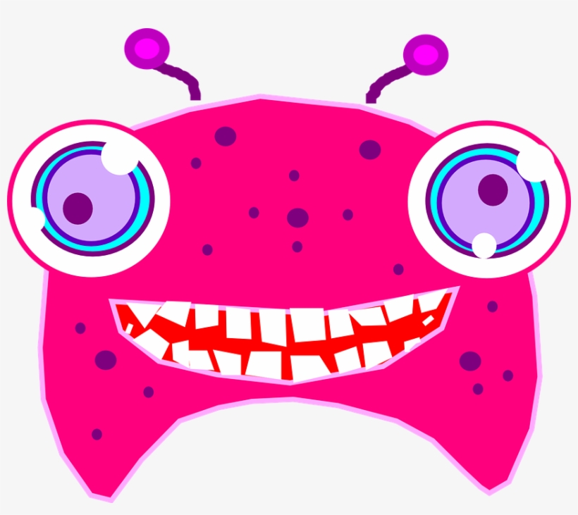 Monster, Face, Scary, Creature, Teeth - Pink Alien Clipart, transparent png