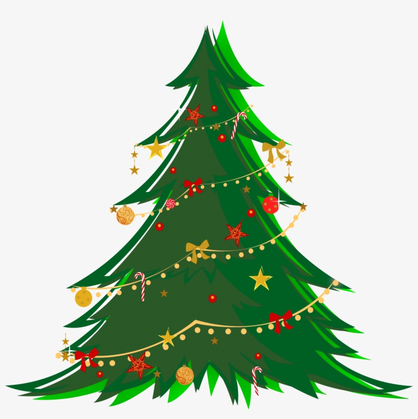 Christmas Lights Clipart Green Red - Christmas Tree With Santa, transparent png