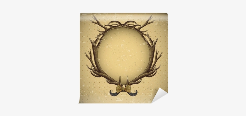 Vintage Roses Vector Card With Deer Antlers Wall Mural - Antler, transparent png