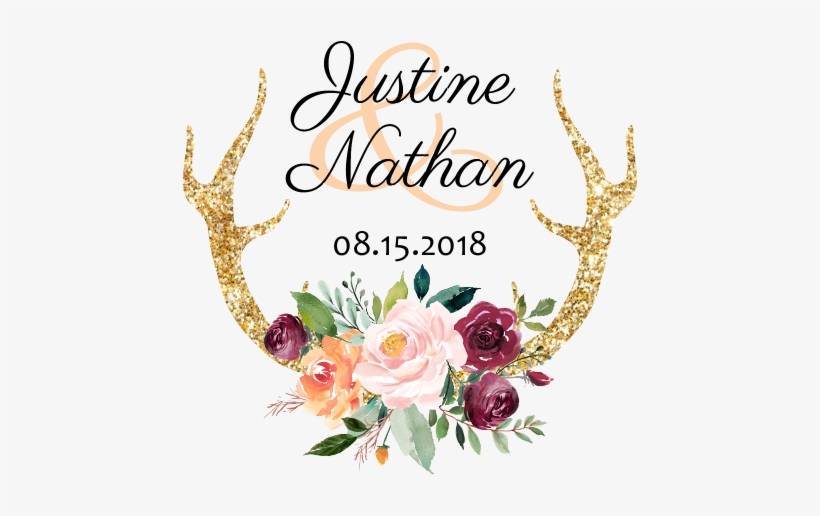 Floral Antlers - Personalised Tote Bag. Floral Tote Bag. Bridesmaid, transparent png