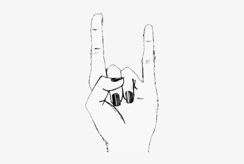 Hand Punk Rock Black White Hand Drawn Drawing Overlay - Rock Hand, transparent png