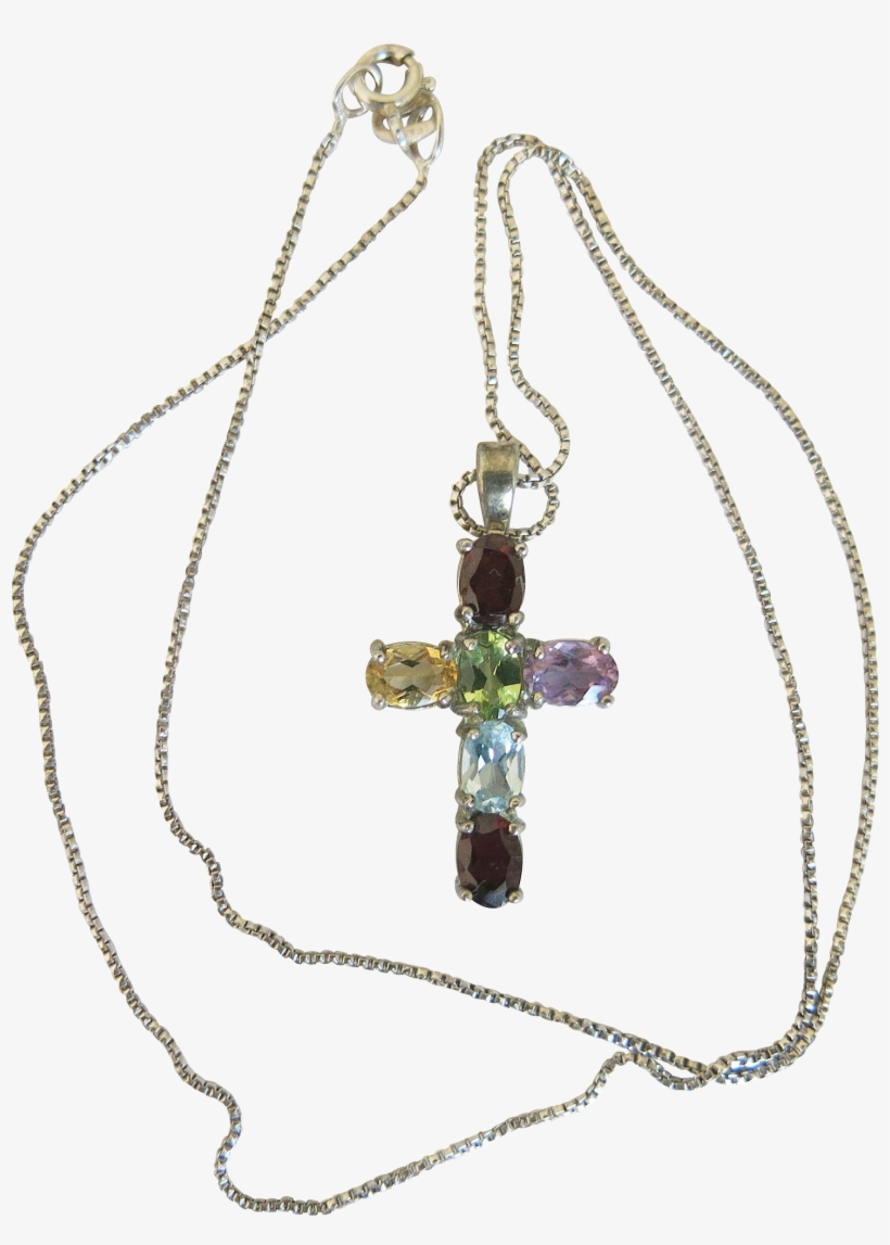 Clip Download Vintage Rainbow Silver Religious Cross - Gemstone, transparent png