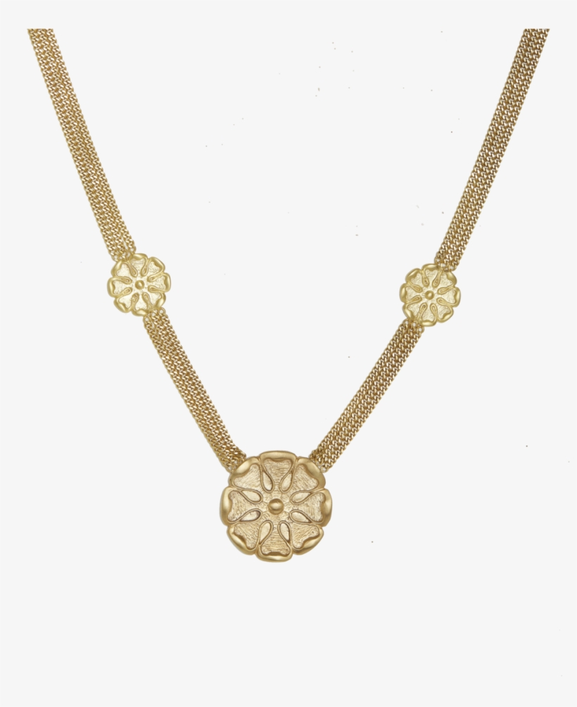 Medallion Triple Chain Necklace, transparent png