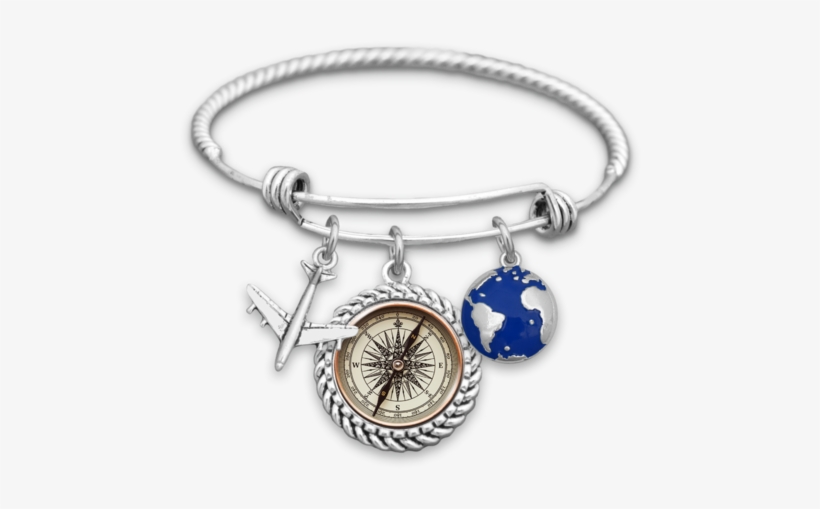Compass Airplane Globe Charm Bracelet - Nice School Bus Bracelet, transparent png
