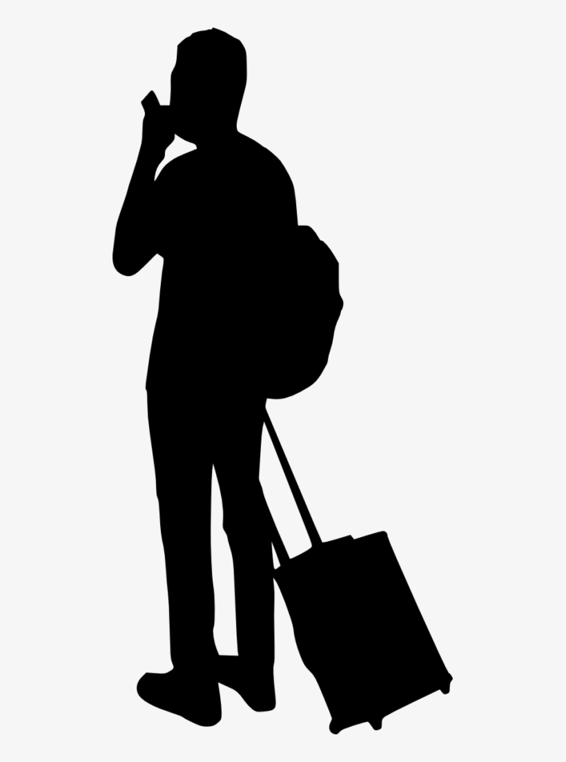 Png File Size - Man With Luggage Silhouette, transparent png