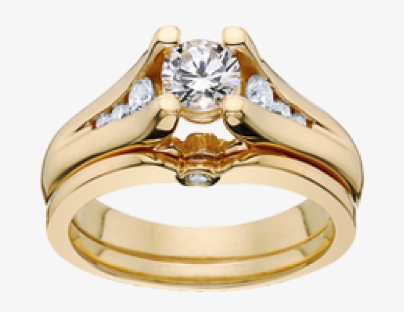 4356ew1/2r - 14k Yellow Gold Bridal Set .33tw + 1/2 Center Diamond, transparent png