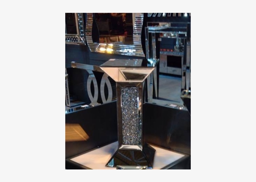 * New Diamond Crush Sparkle Crystal Mirrored Pedestal - Fangio Lighting Pedestal Lamp, transparent png