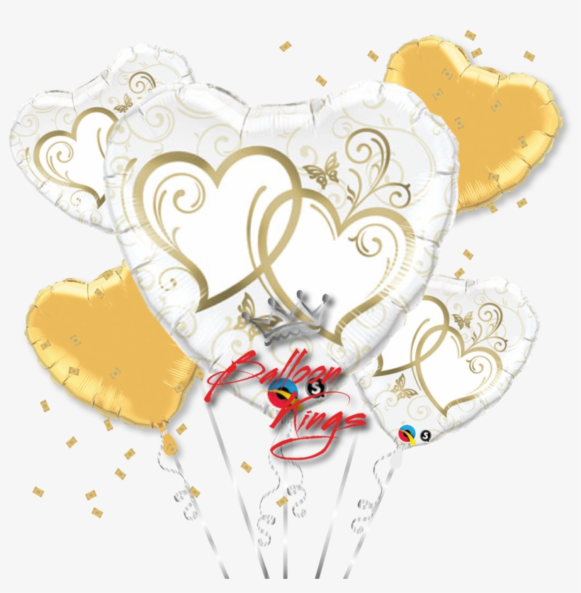 Entwined Gold Hearts Bouquet - Qualatex Entwined Hearts Foil Balloon, transparent png