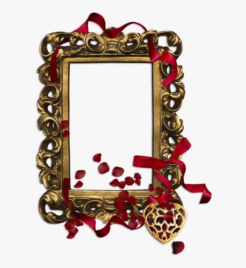 Gold Classic Transparent Png Frame With Red Ribbon - Picture Frame, transparent png