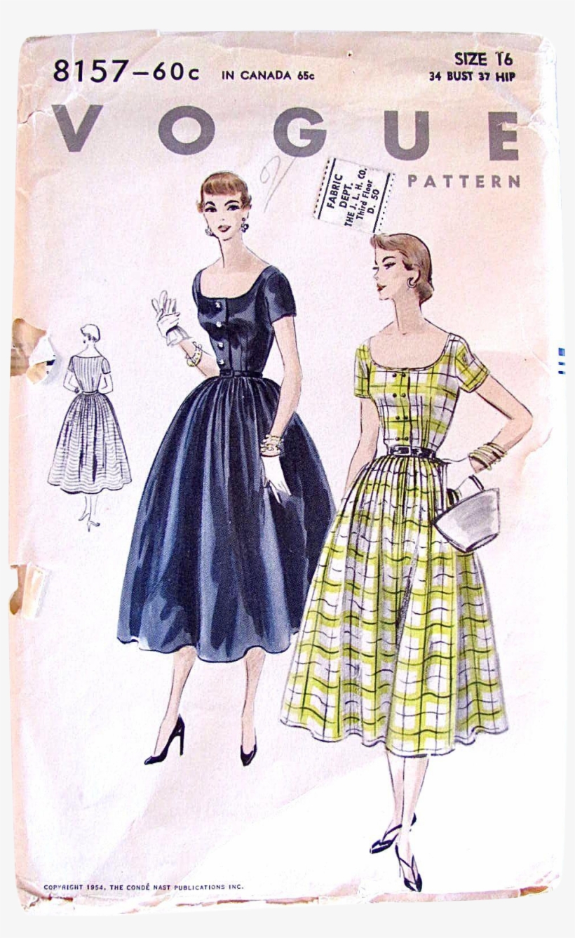 Misses One-piece Dress Pattern, Vogue 8157, Vintage, transparent png