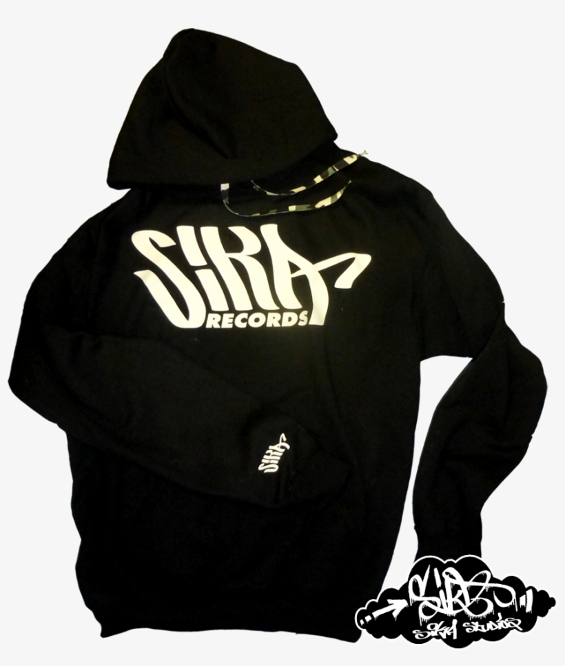 Image Of Sika Records Black Hooded Sweater With White, transparent png