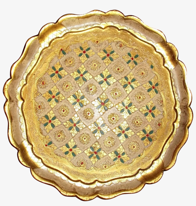 A Twelve Inch Round Wood Serving Tray Awash In Gold, transparent png