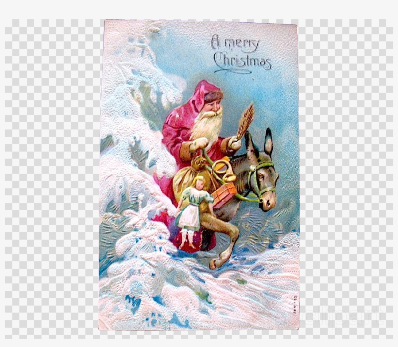 Santa ~ A Merry Christmas Riding Donkey / Toys Tote, transparent png