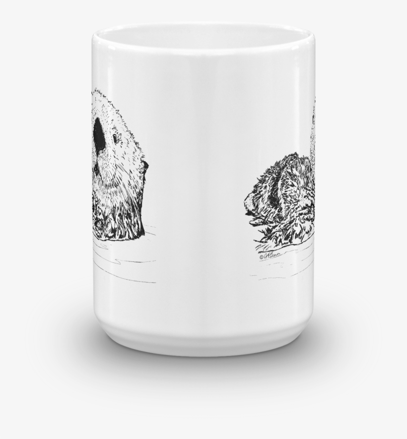 Pen & Ink Sea Otter Head Mug, transparent png