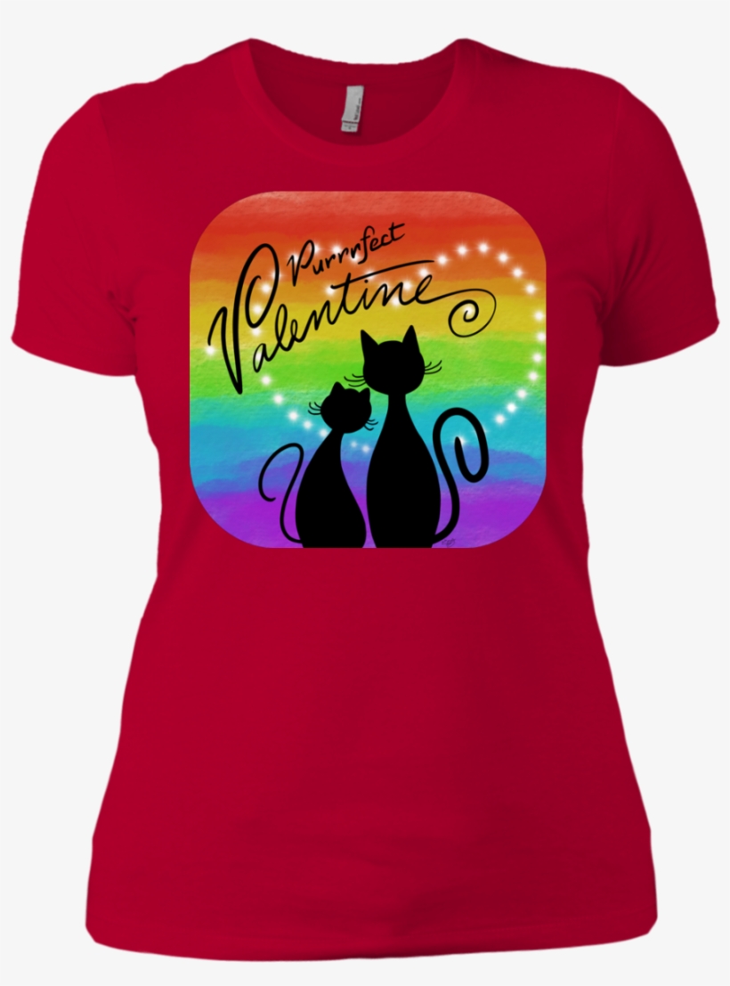 Purrrfect Valentine Rainbow And Stars Ladies' Boyfriend, transparent png