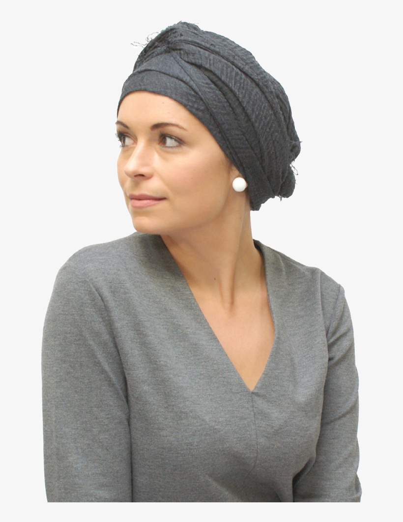 Dark Grey Chemo Head Scarf, transparent png