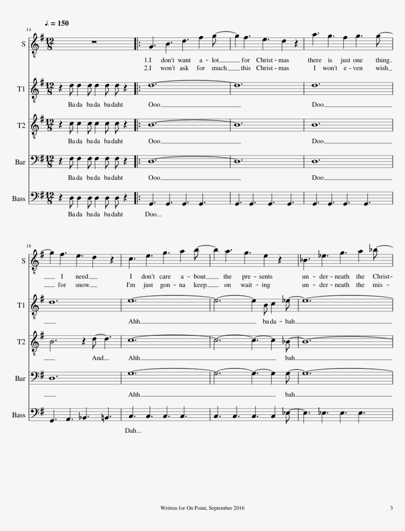 All I Want For Christmas Is You Mariah Carey Ttbb Sheet, transparent png