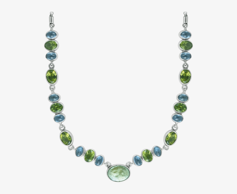 Green Pearl, Peridot & Blue Topaz Sterling Silver Necklace, transparent png