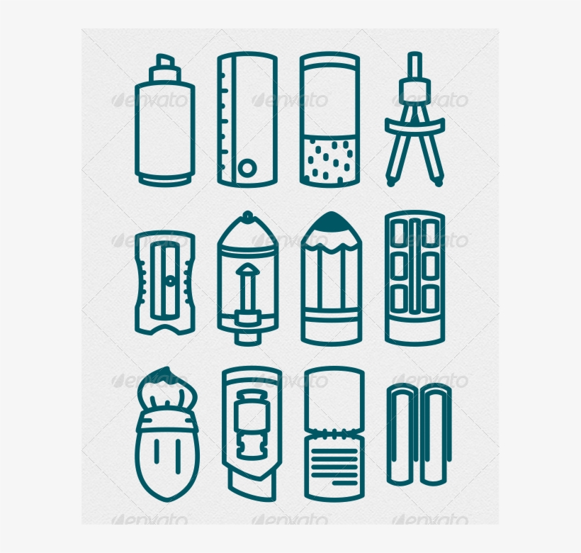 School Icon Set, transparent png