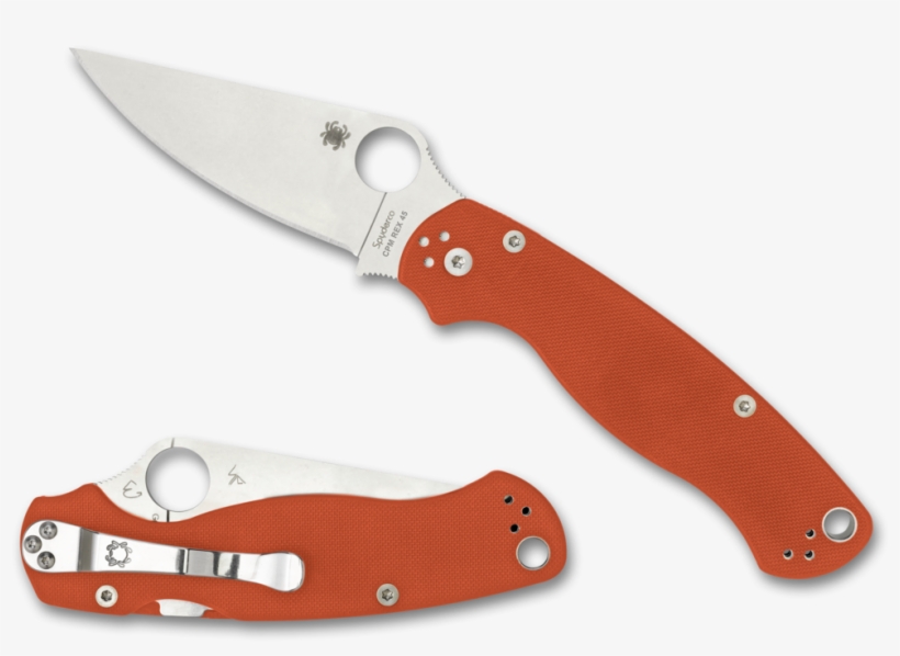 Spyderco Paramilitary™ 2 Burnt Orange Cpm® Rex® 45, transparent png