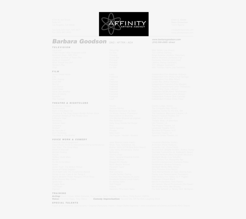 Barbara Goodson's Resume, transparent png