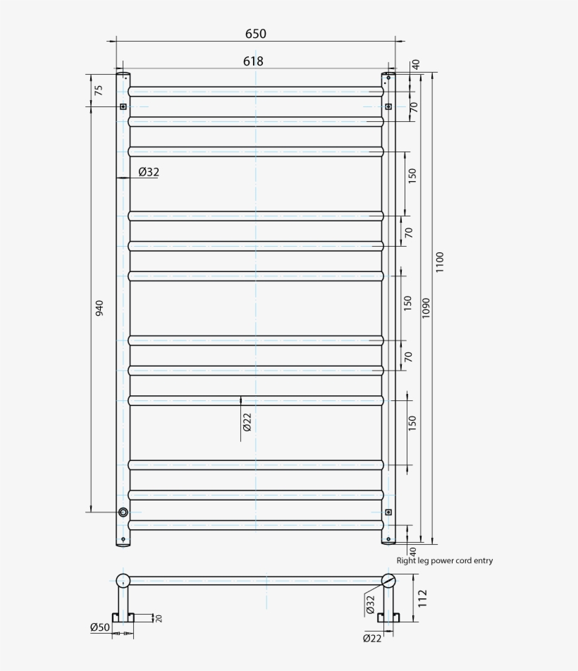 Posh Solus Heated Towel Rail Polished Stainless Steel, transparent png