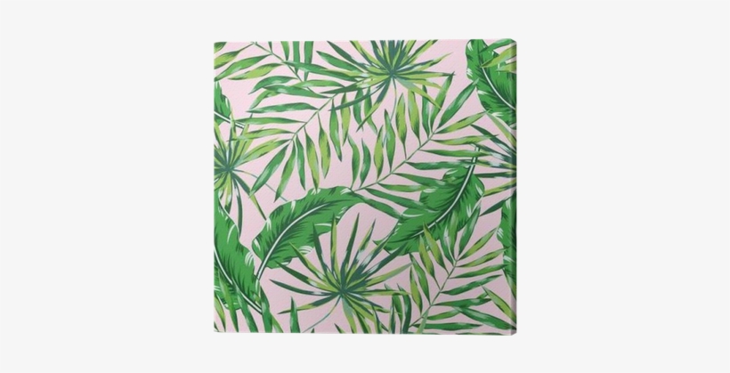 Green Palm Leaves On The Pink Background - Pink And Green Palm Leaf, transparent png