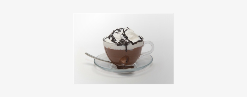 Hot Chocolate With Cream And Syrup In Glass Cup Poster - Cioccolata Calda Con Panna, transparent png