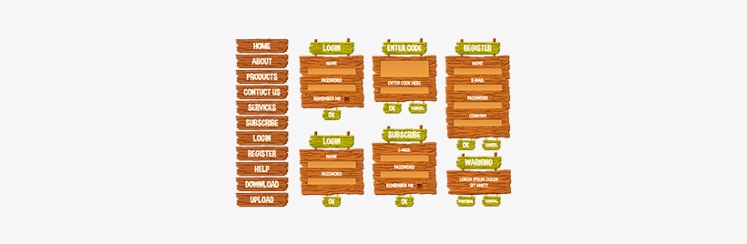 Set Of Vector Cartoon Illustrations Wooden Signs, Gui - Señales Madera Diseño, transparent png