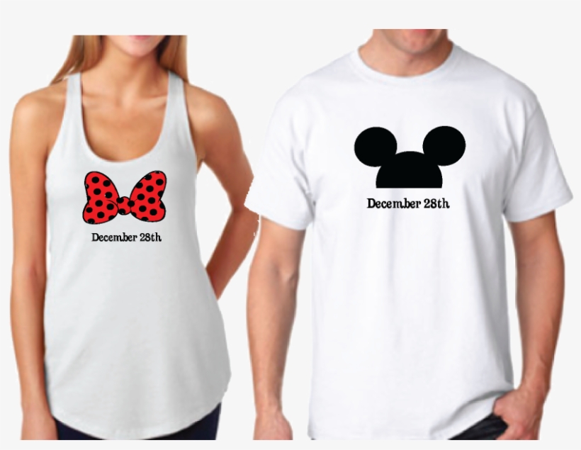 Mickey Mouse Head His Hers Minnie Mouse Bow Mickey - Disney Christmas Couple Shirts, transparent png