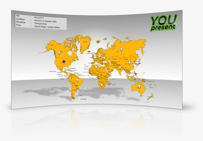 World Map Template For Powerpoint By Youpresent - World Map, transparent png