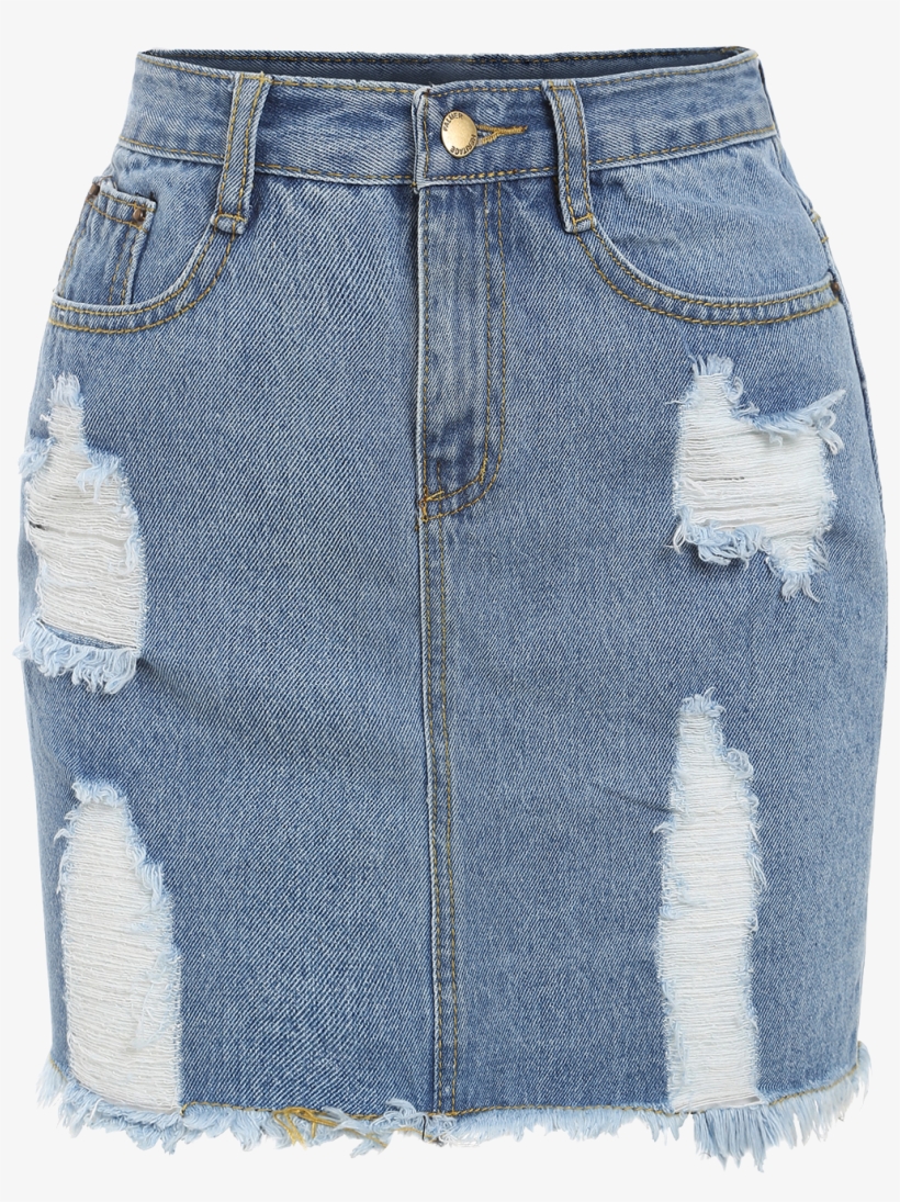 Distressed Denim Skirt - Denim Skirt Png, transparent png