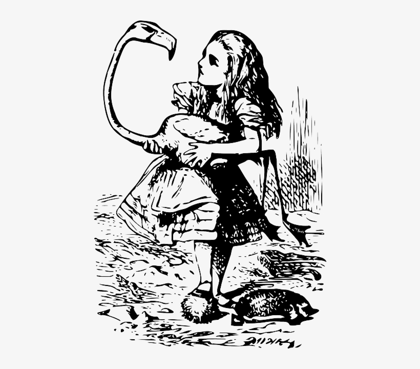 Outline, Drawing, Silhouette, Girl, Cartoon, Fantasy - Alice's Adventures In Wonderland Croquet, transparent png