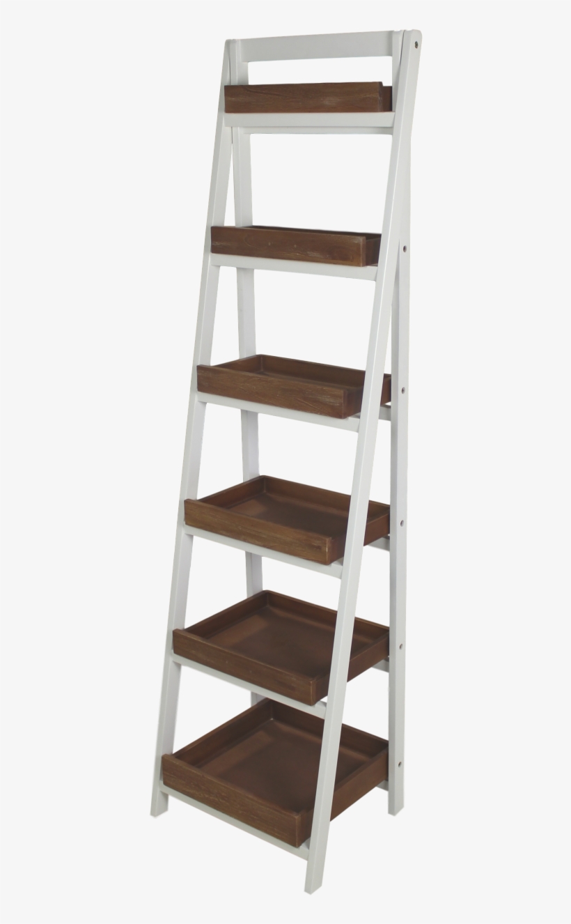 Ladder Shelf - White/brown, transparent png