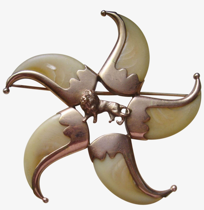 A Fine Victorian Tiger Claw Brooch Mounted In 10k Gold, transparent png