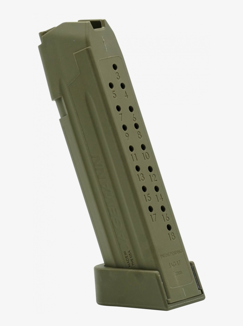 Jagemann 12351 Jag 17 9mm Luger 18 Rd G17 Polymer Green, transparent png
