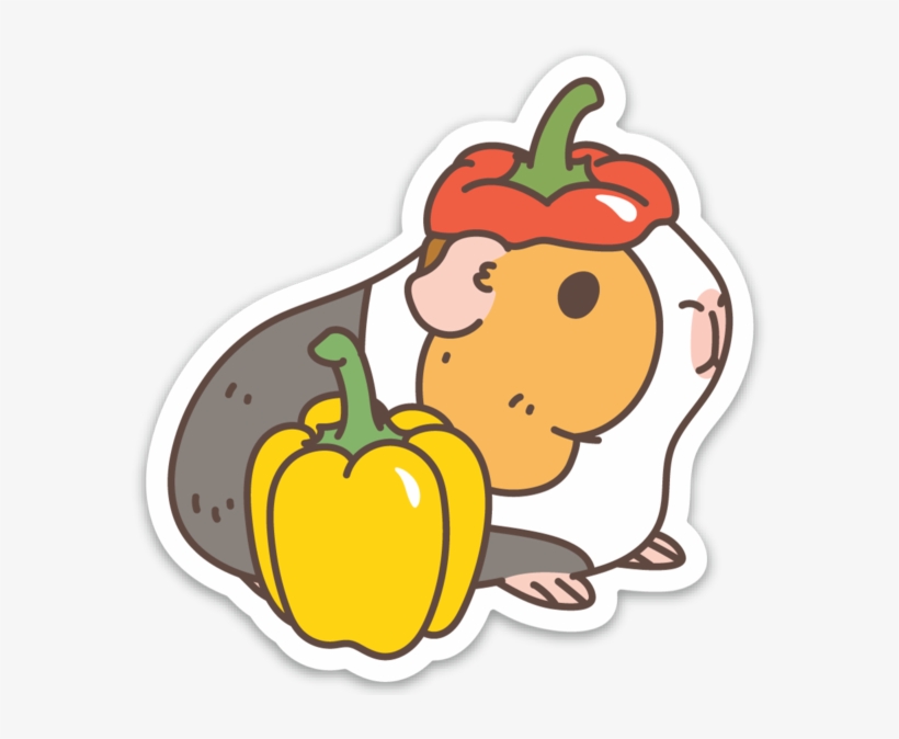 G U I N E A Pig And Bell Pepper Vinyl Sticker, transparent png