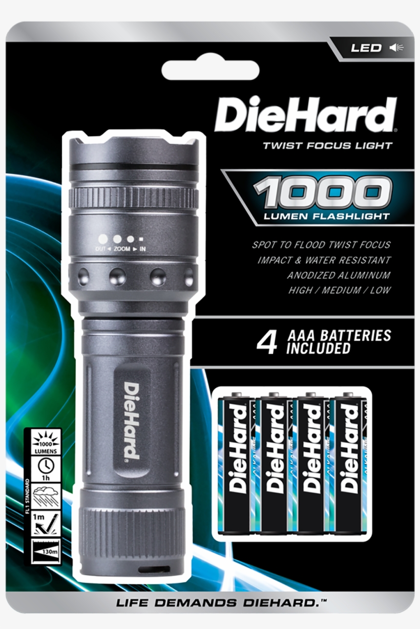 Diehard Twist Focus 1000 Lumen Flashlight, transparent png