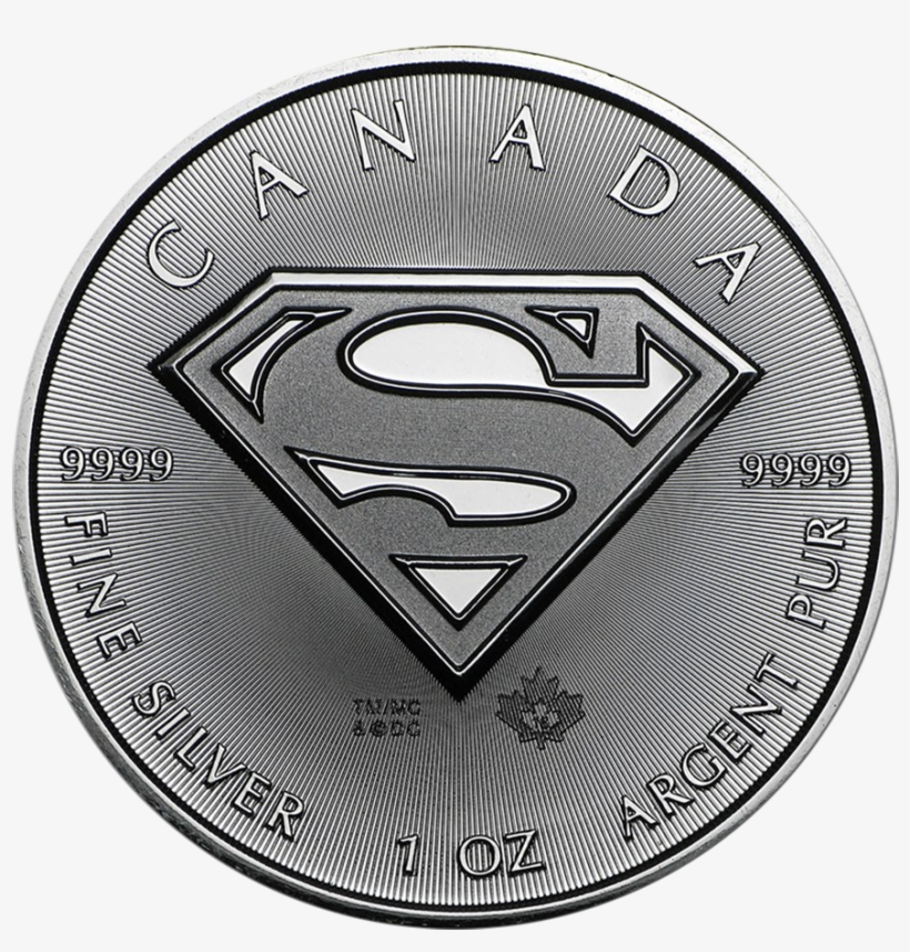 Pre-owned 2016 Canadian Superman 1oz Silver Coin, transparent png