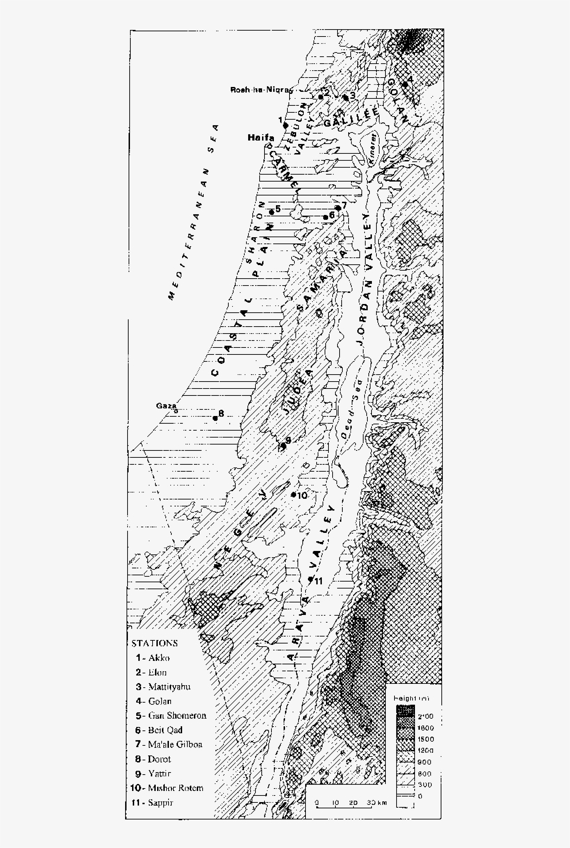 The Topography Of Israel And The Location Of The Stations, transparent png