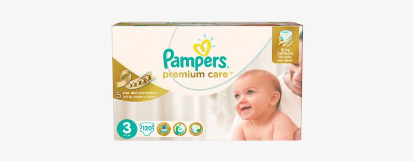 Pampers Premium Care New Baby 3, 120's, transparent png