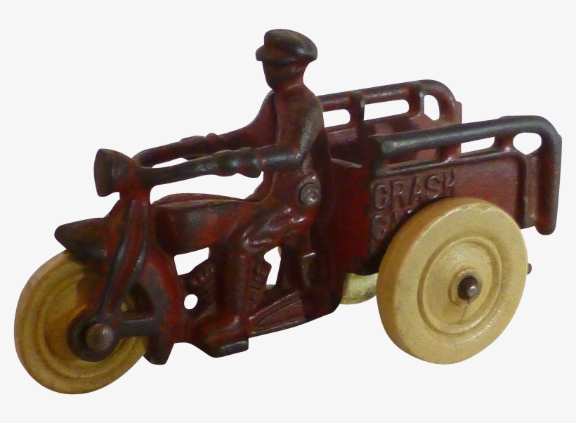 Hubley 1920's Motorcycle Toy, Harley Davidson Crash, transparent png
